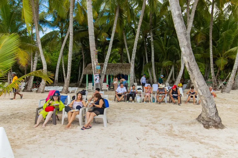 Relaxing under the palm trees on the beach